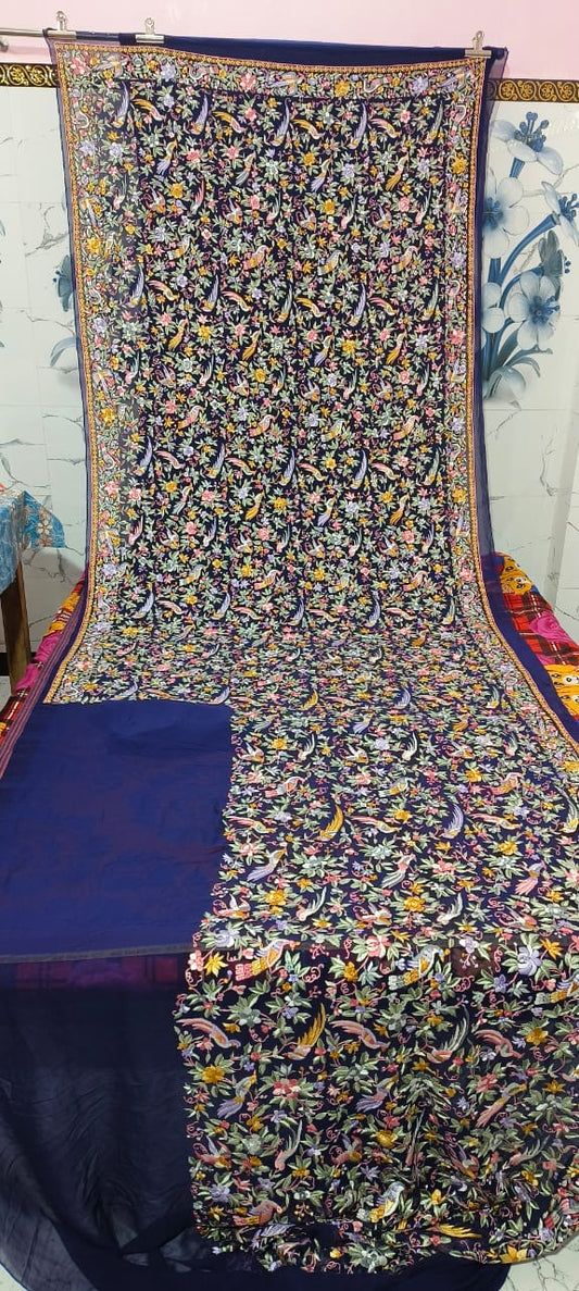 Gunjani Parsi Saree Women Saree Parsi gara saree blouse - Saffronfashionindia