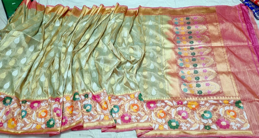 Yashodha handwoven banarsi tissue silk saree women saree - Saffronfashionindia
