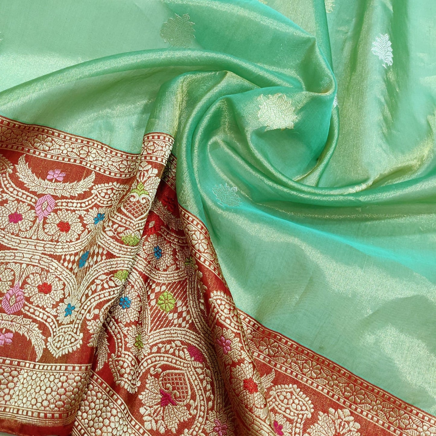Rivari tissue handwoven kadwa saree - Saffronfashionindia