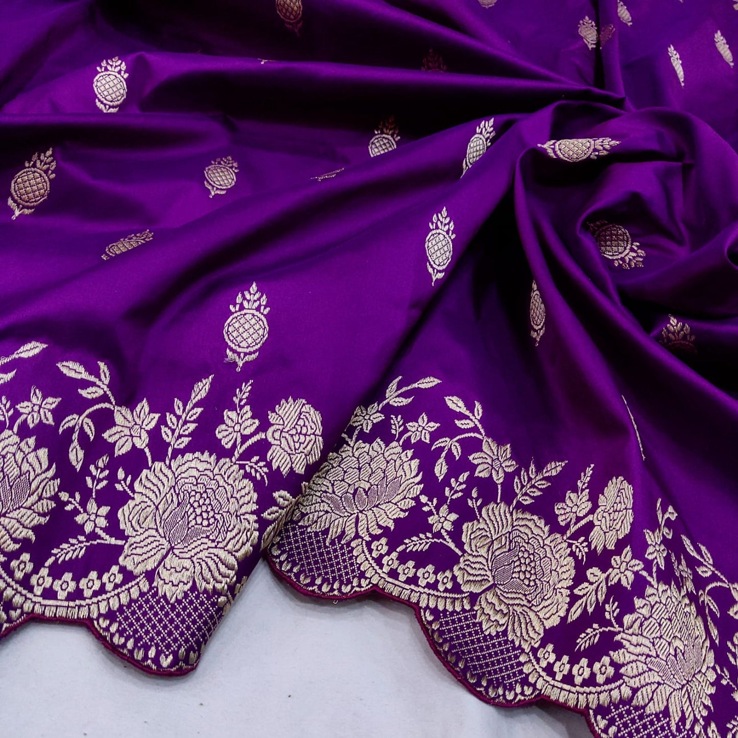 Purple katan silk saree - Saffronfashionindia