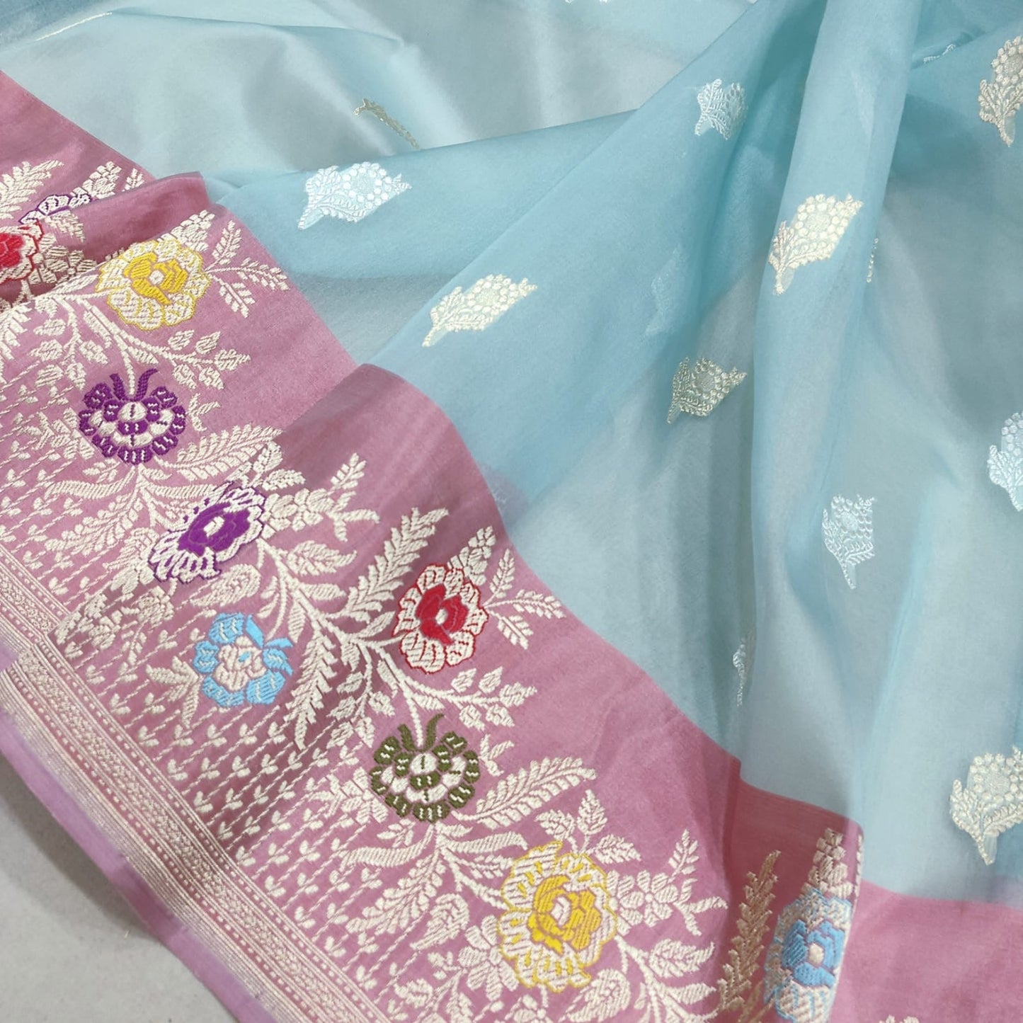 Pirani Kora silk saree handwoven sarees blouse SaffronFashion