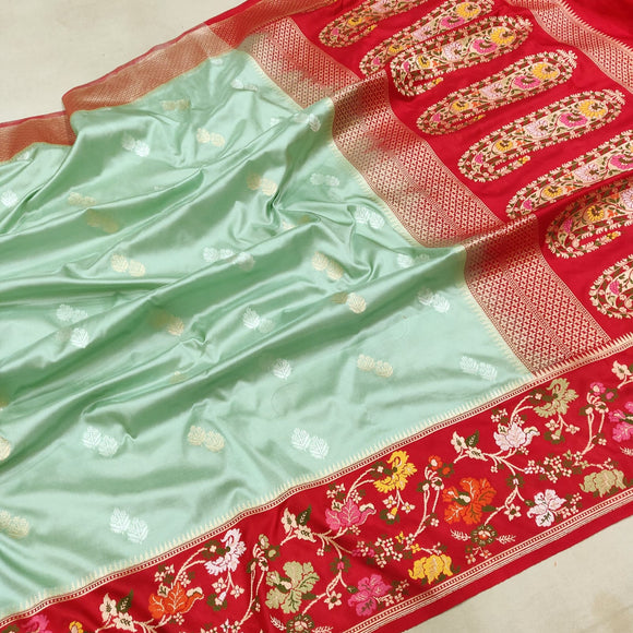 Green Katan handwoven silk sarees