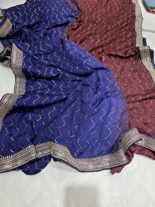 Aliva crepe shaded saree party wear saree - Saffronfashionindia