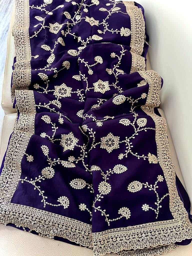 Tanisha Gorgette sequence Reshma Indian saree - Saffronfashionindia