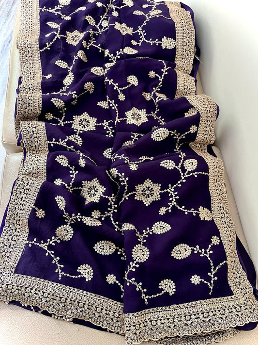 Tanisha Gorgette sequence Reshma Indian saree - Saffronfashionindia