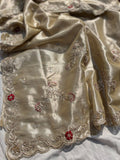 Wedding celebrity inspired tissue zari embroidered Sarees