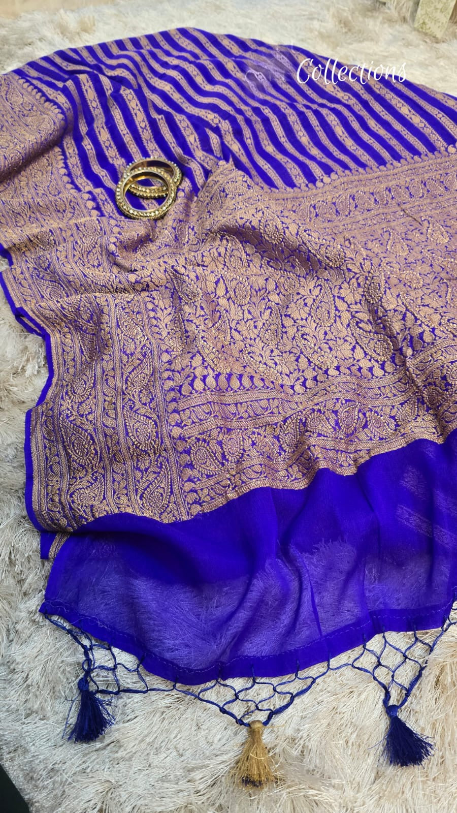 Blue Khaddi georgette saree Indian sarees blouse SaffronFashion