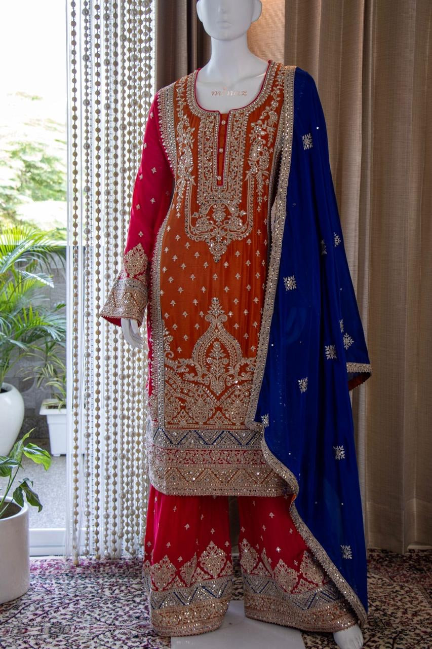 Pujo inspired sharara gharara dress - Saffronfashionindia