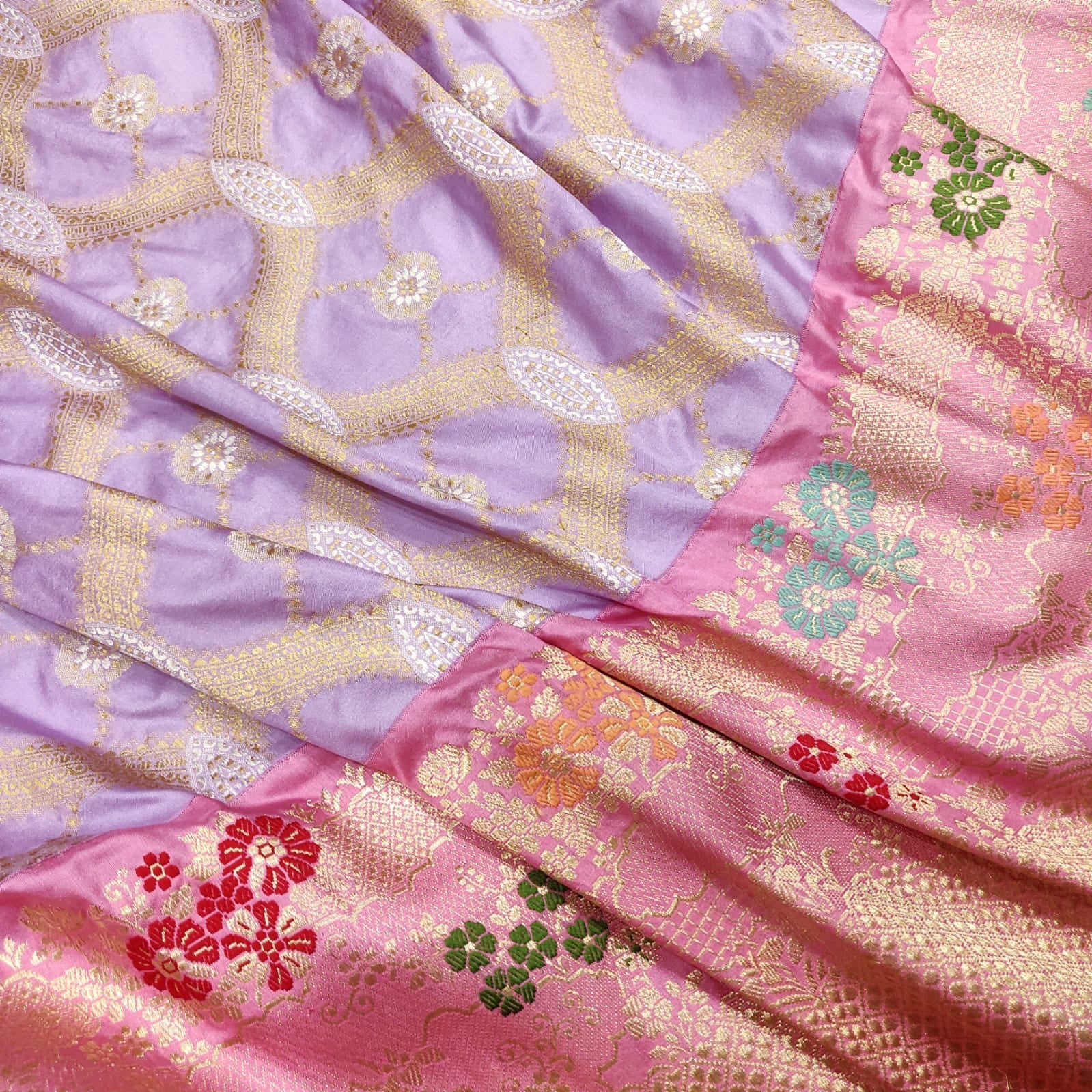 Lavender kora handwoven zari saree - Saffronfashionindia