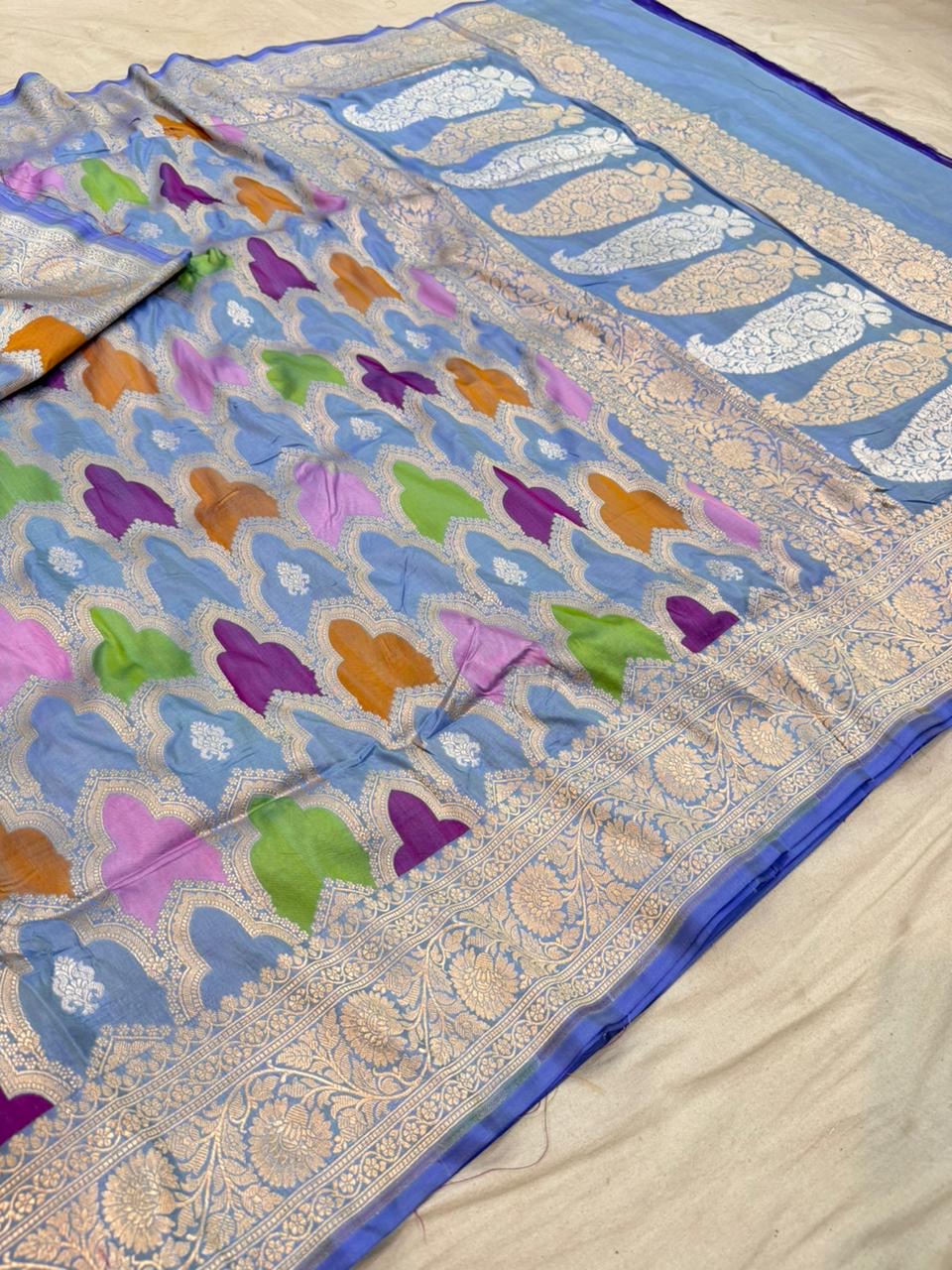 Handmade Banarsi saree rangers saree women sari blouse SaffronFashion