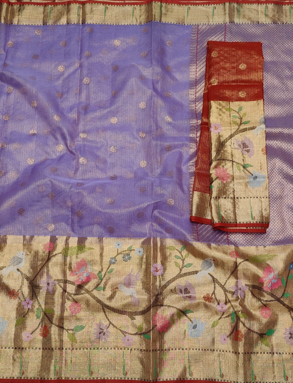 Lavender tissue zari Kota Sarees - Saffronfashionindia
