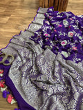 Banarsi Khaddi Gorgette weaving sarees floral saree