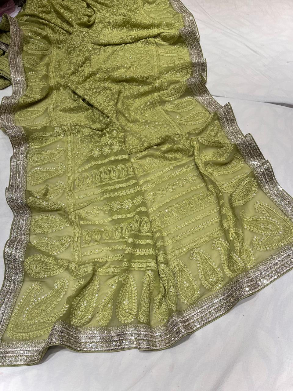 Ramaina Gorgette saree bridesmaid saree Indian sarees - Saffronfashionindia