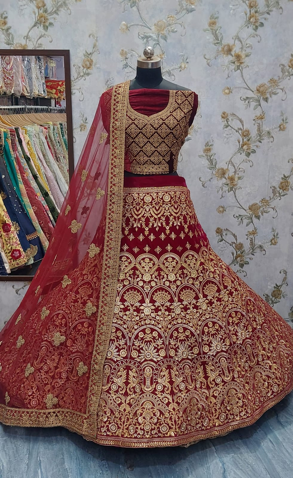 Vahina velvet lehanga bridesmaid lehanga - Saffronfashionindia