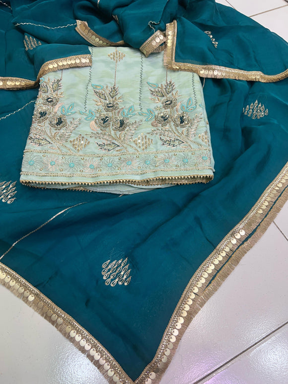Preeto Summer organza crepe Indian salwar suit