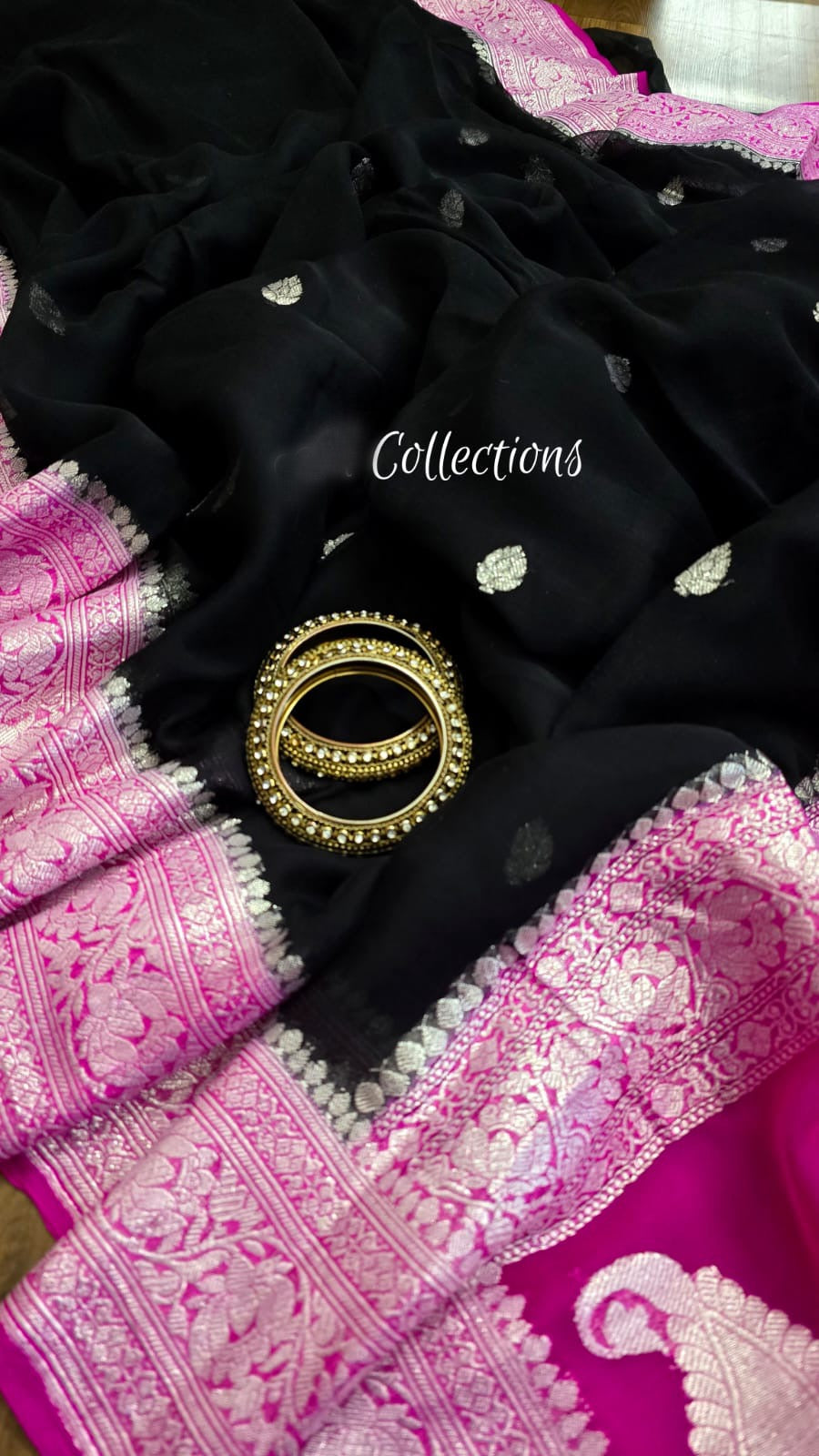 Black banarsi chiffon saree kaduwa saree Indian sari blouse SaffronFashion