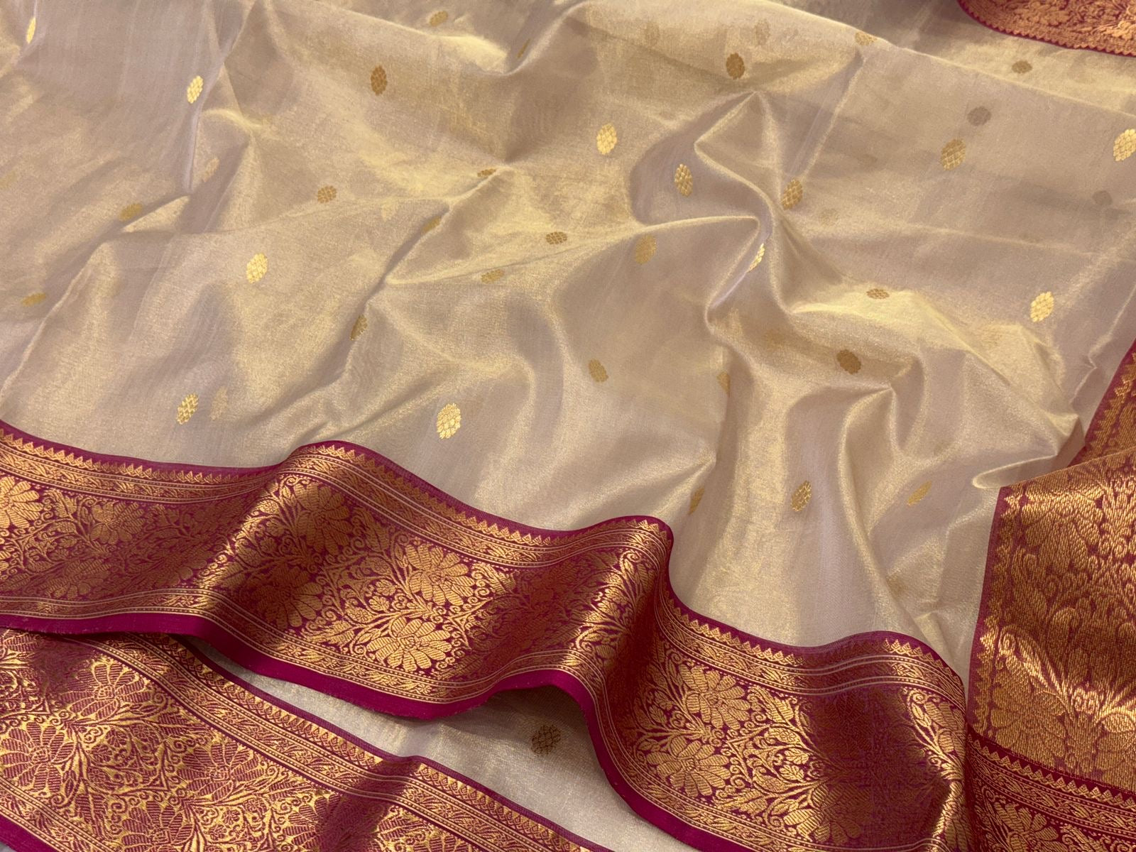 Luxury Chanderi Karan silk saree Indian sarees blouse - Saffronfashionindia