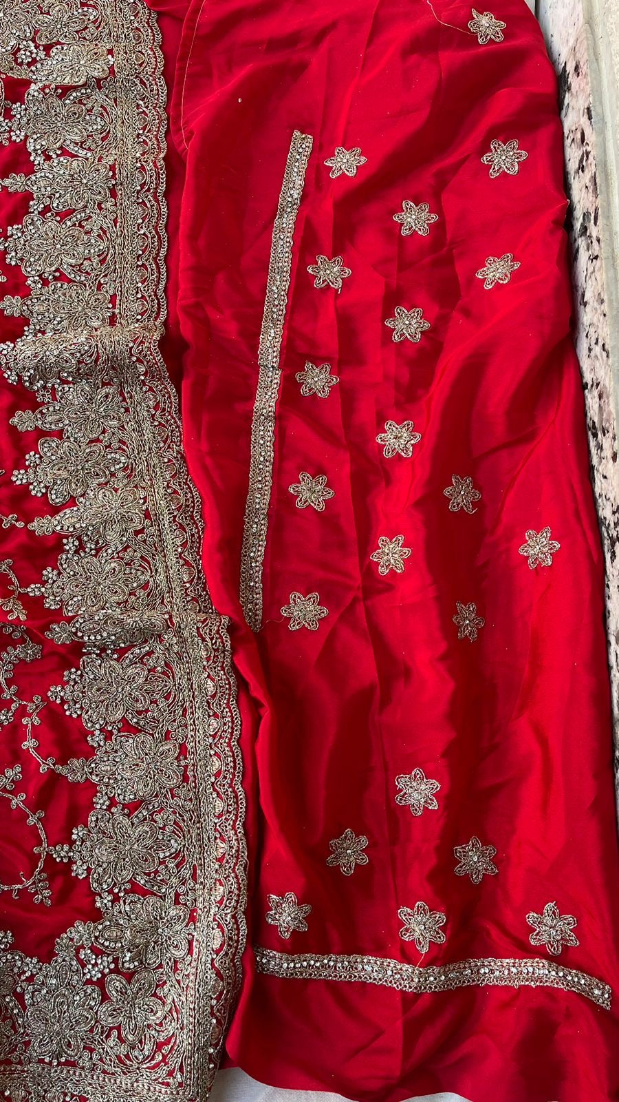 Red Bridal Wedding Crepe Saree Indian Pakistani Sarees - Saffronfashionindia