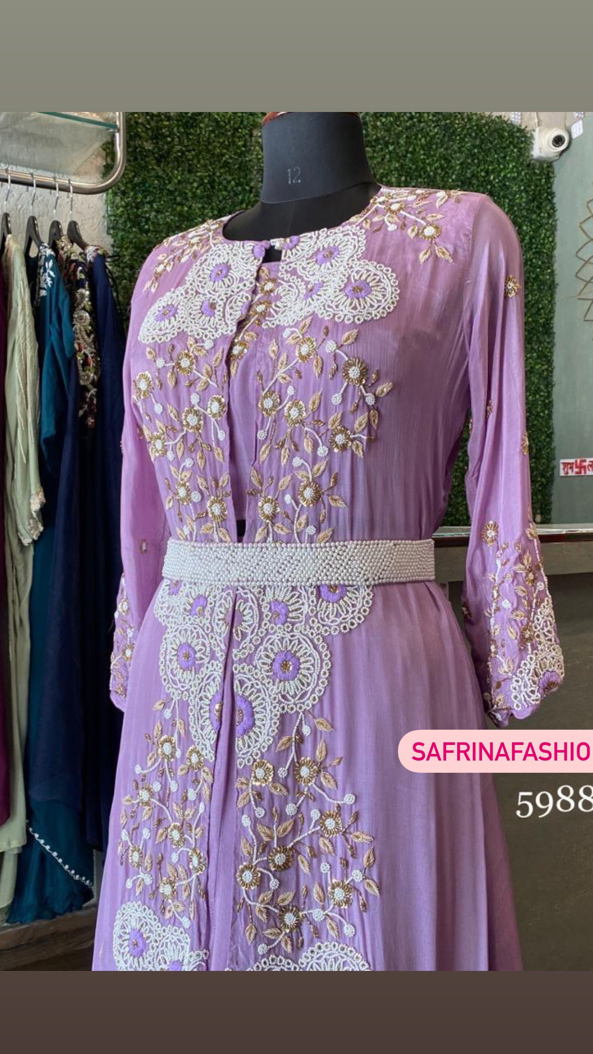 Lavender beautiful partywear dress - Saffronfashionindia