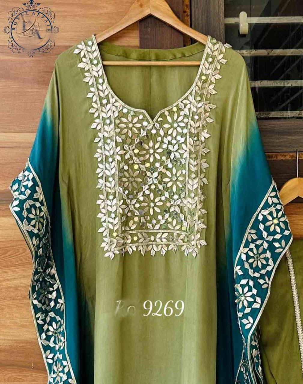 Designer Silk Kaftan Partywear kaftan set gottapatti kaftan - Saffronfashionindia