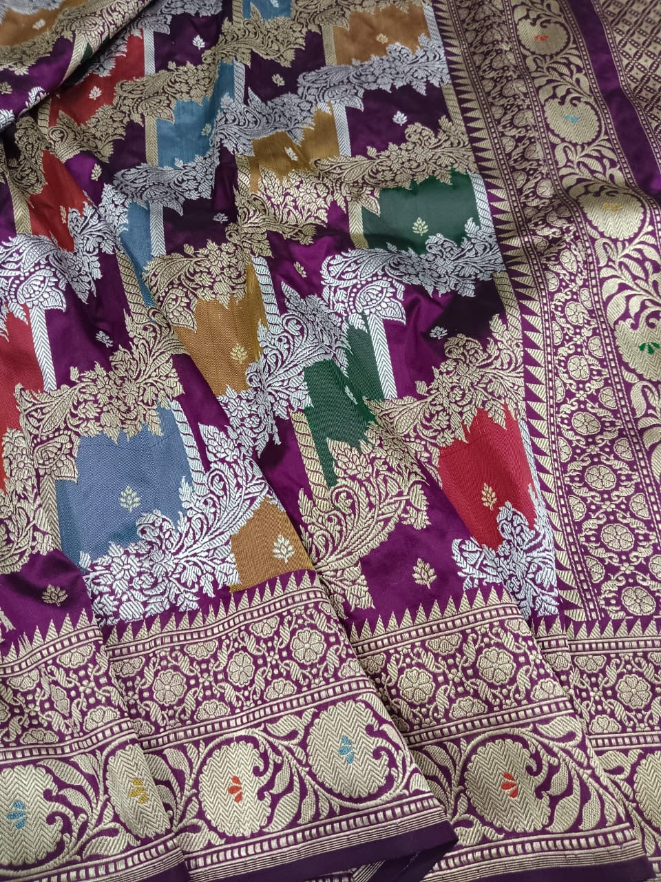 Kaveri banarsi katan silk saree Rangkat Saree - Saffronfashionindia