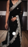 Black saree Gorgette saree sequins sarees