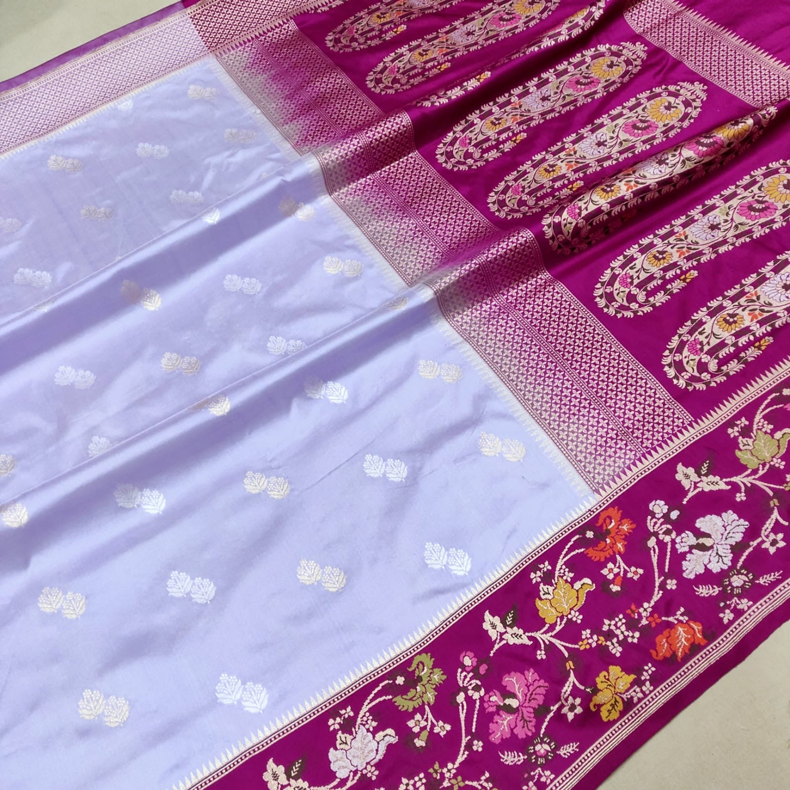 Purple katan silk saree handwoven sarees blouse Indian saree - Saffronfashionindia