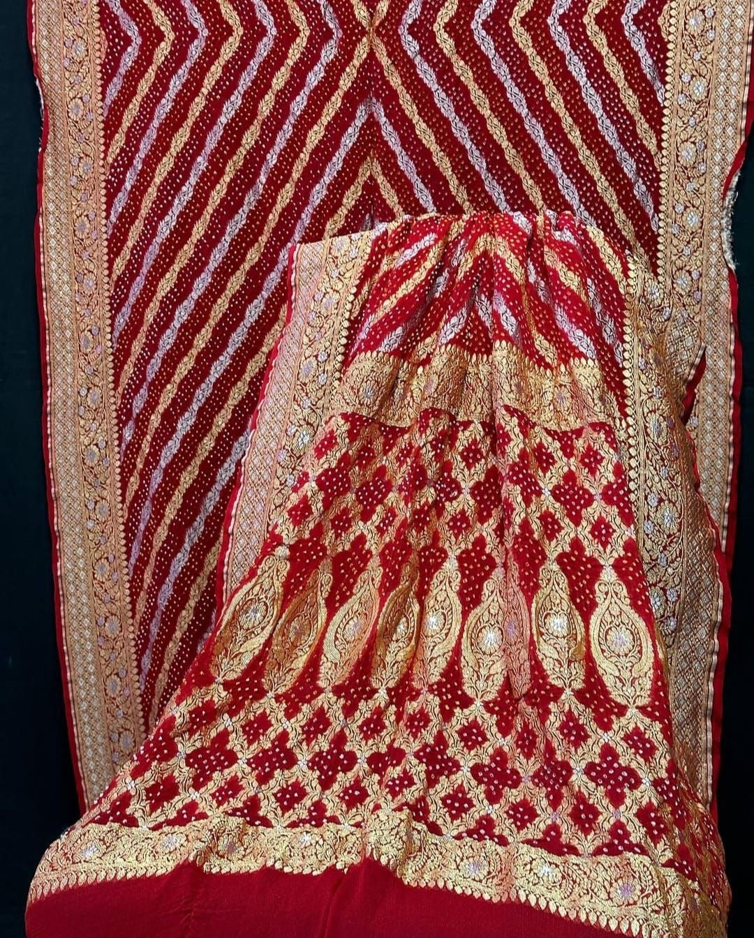 Bandhani rai Bandhej saree Banarsi sarees - Saffronfashionindia