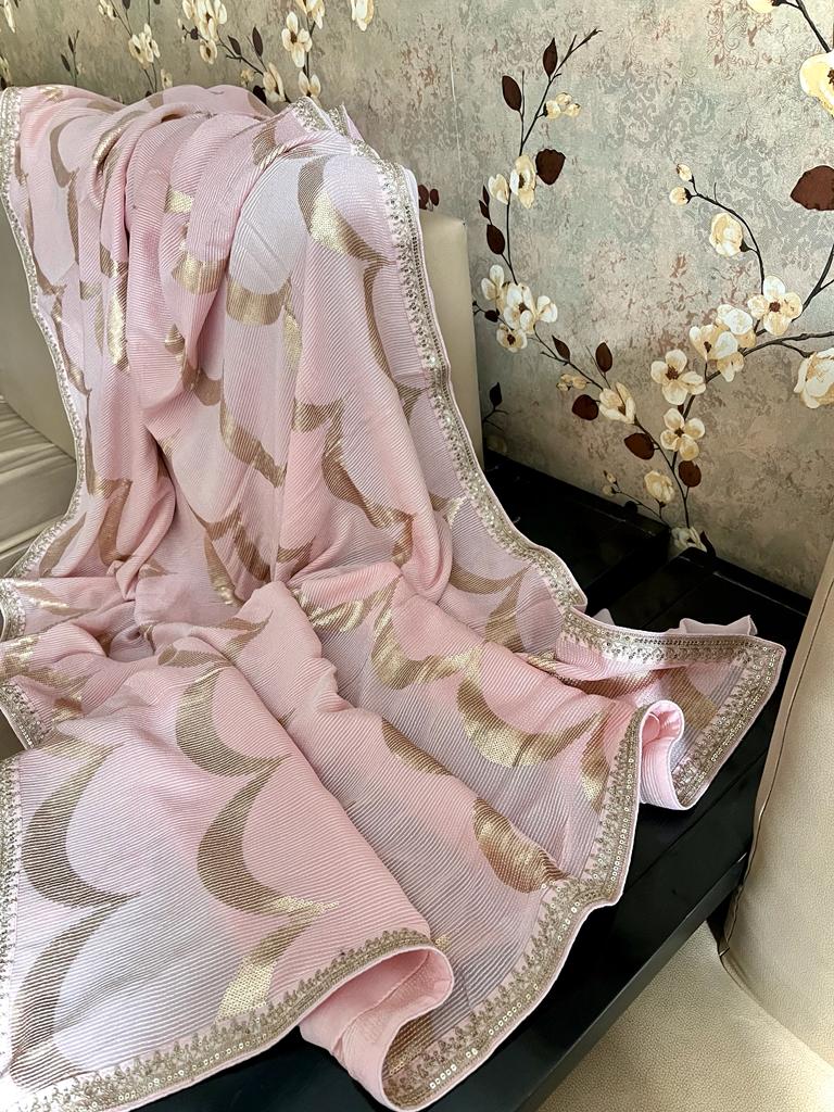 Guvisha Gorgette sequence saree partywear sari - Saffronfashionindia