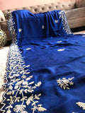 Pearl Elegabt Blue Gorgette women Saree