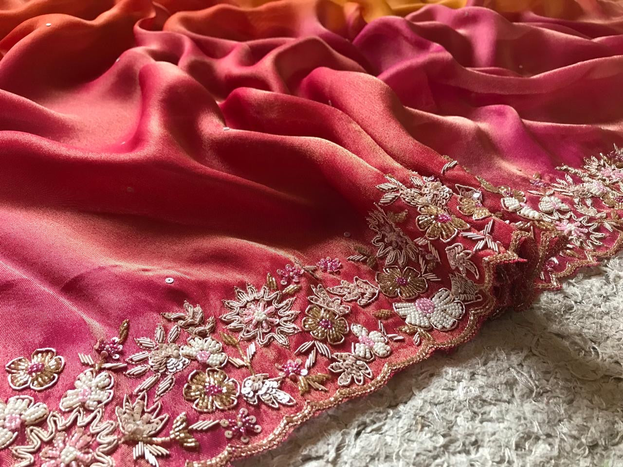 Banarsi tissue saree Organza saree Indian sari blouse - Saffronfashionindia