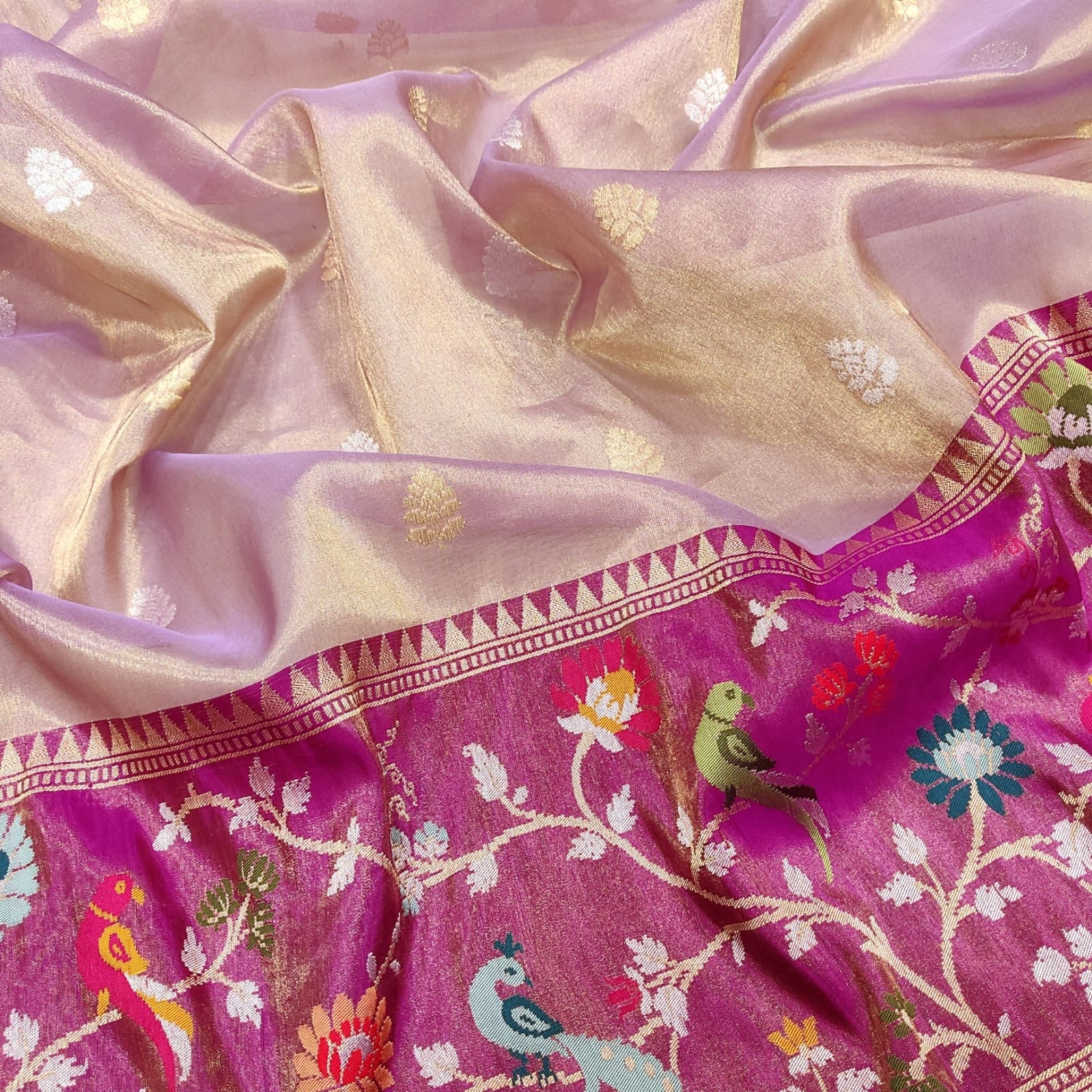 Lavita tissue handwoven zari saree - Saffronfashionindia