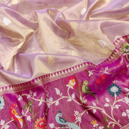 Lavita tissue handwoven zari saree - Saffronfashionindia