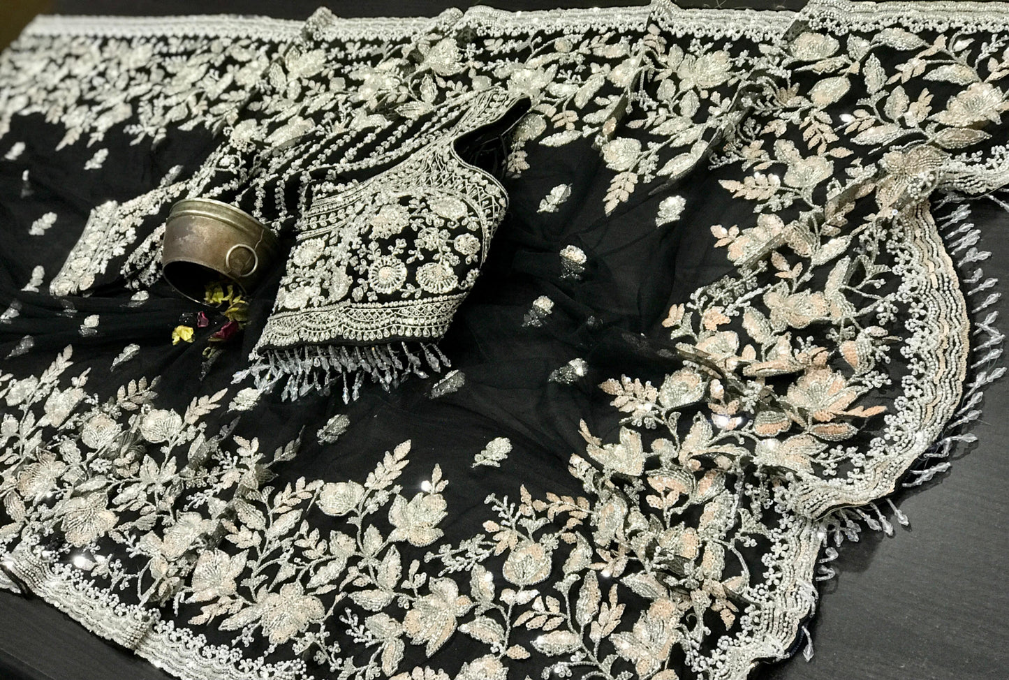 Net designer saree party wear saree’s Indian wedding saree blouse Saffronfashionindia