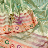 Green Tissue Handwoben kadwa saree Indian sari