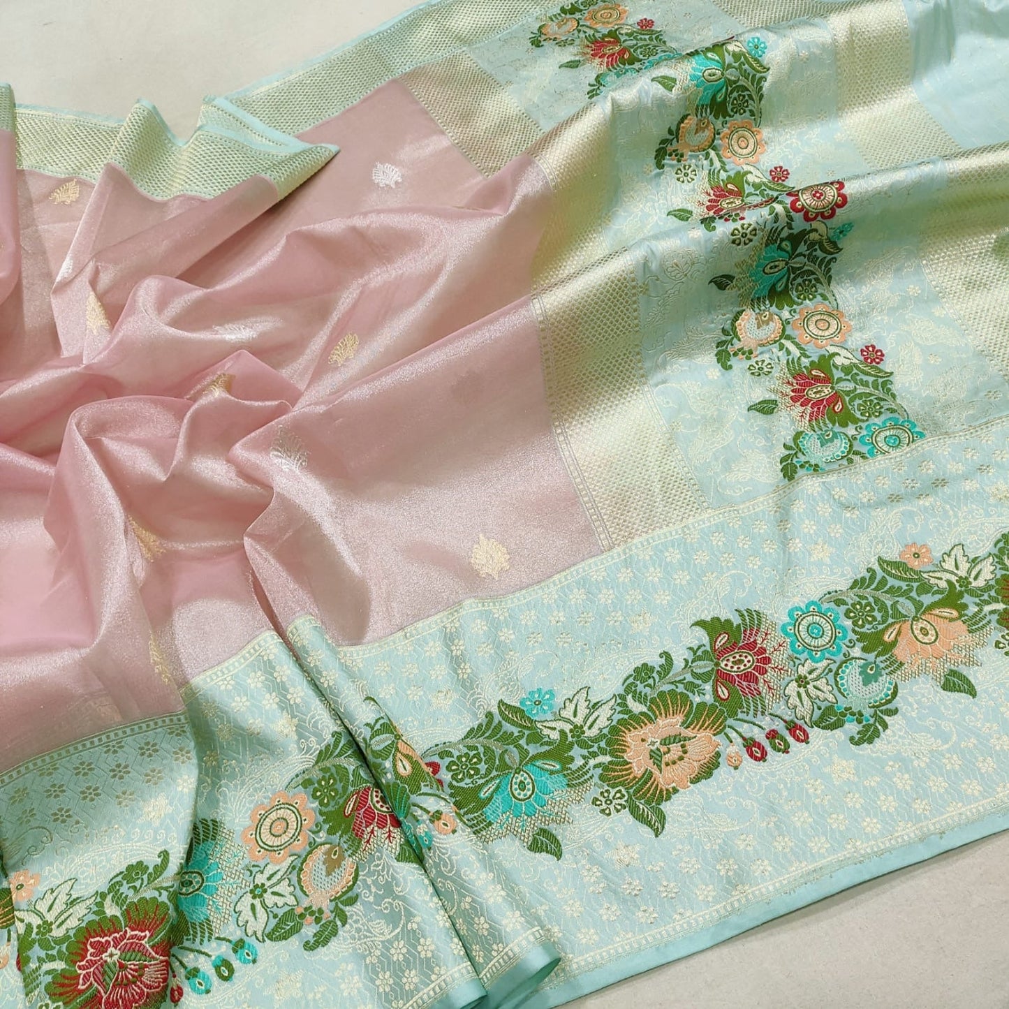 Moria handwoven saree tissue saree Indian sari blouse Saffronfashionindia