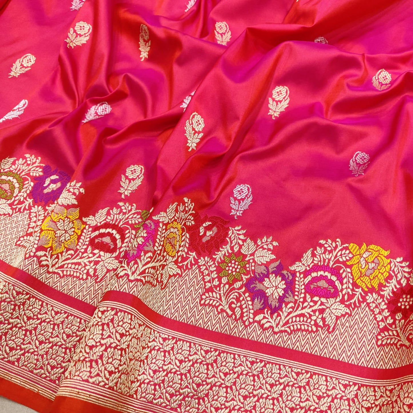 Pink Katan Handwoven Silk Saree - Saffronfashionindia