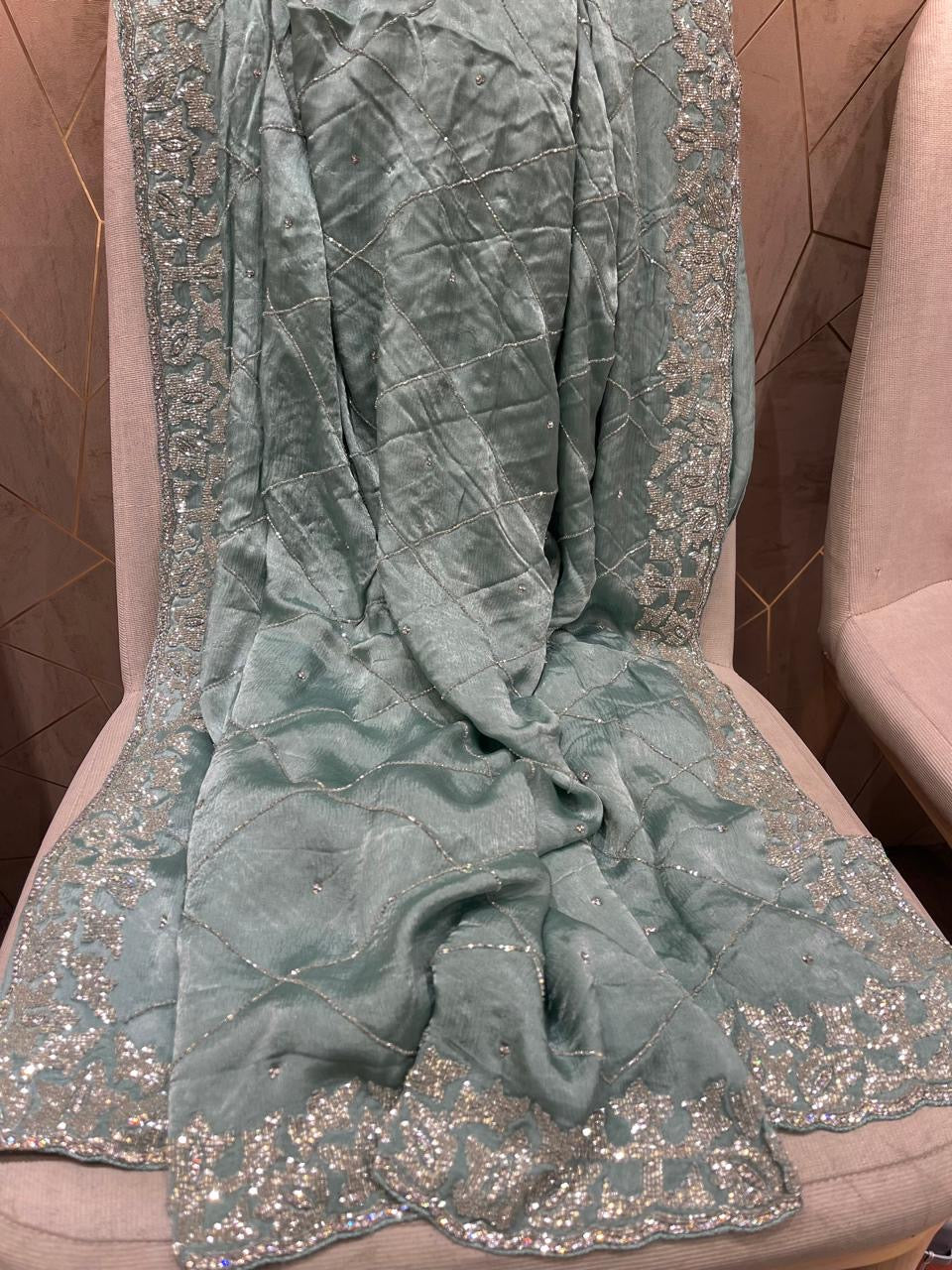 Satin Crepe Sarees Indian Saree wedding saree - Saffronfashionindia