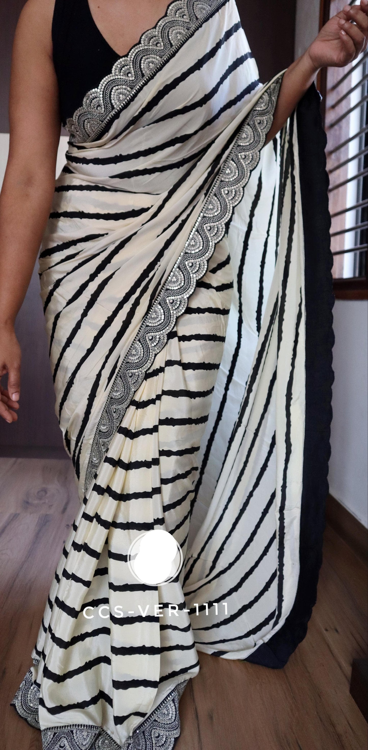 Zebra printed saree party wear sareees Saffronfashionindia