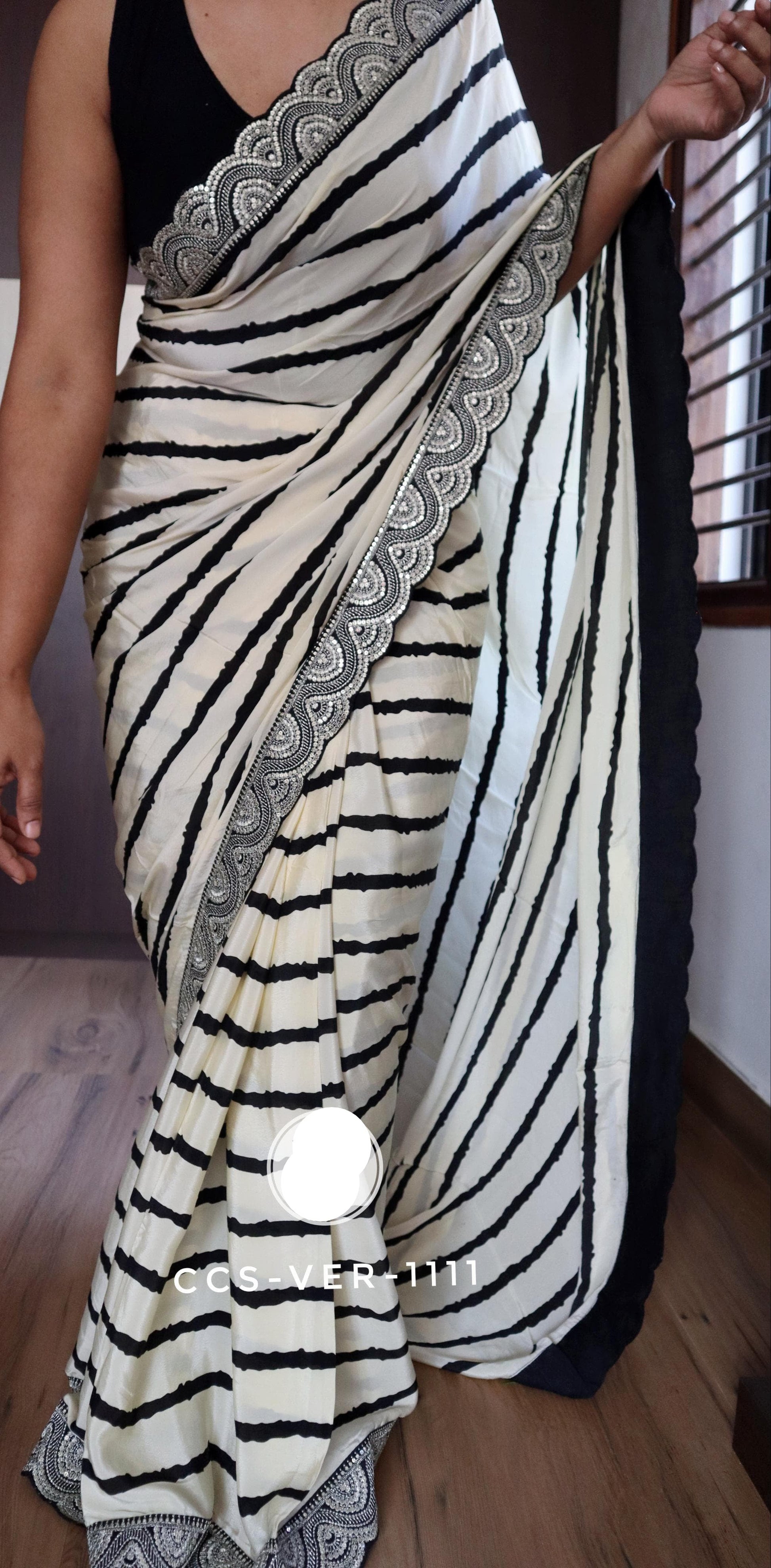 Zebra printed saree party wear sareees Saffronfashionindia