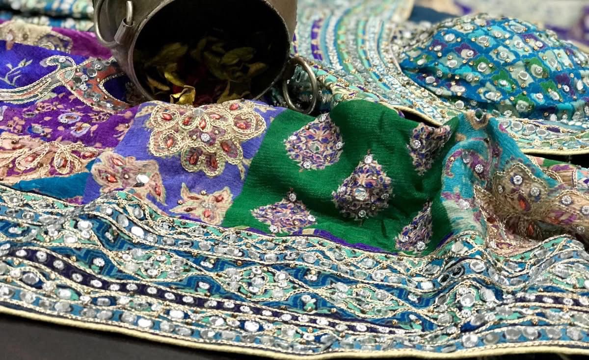 Blue wedding saree handmade sarees women sari blouse SaffronFashion