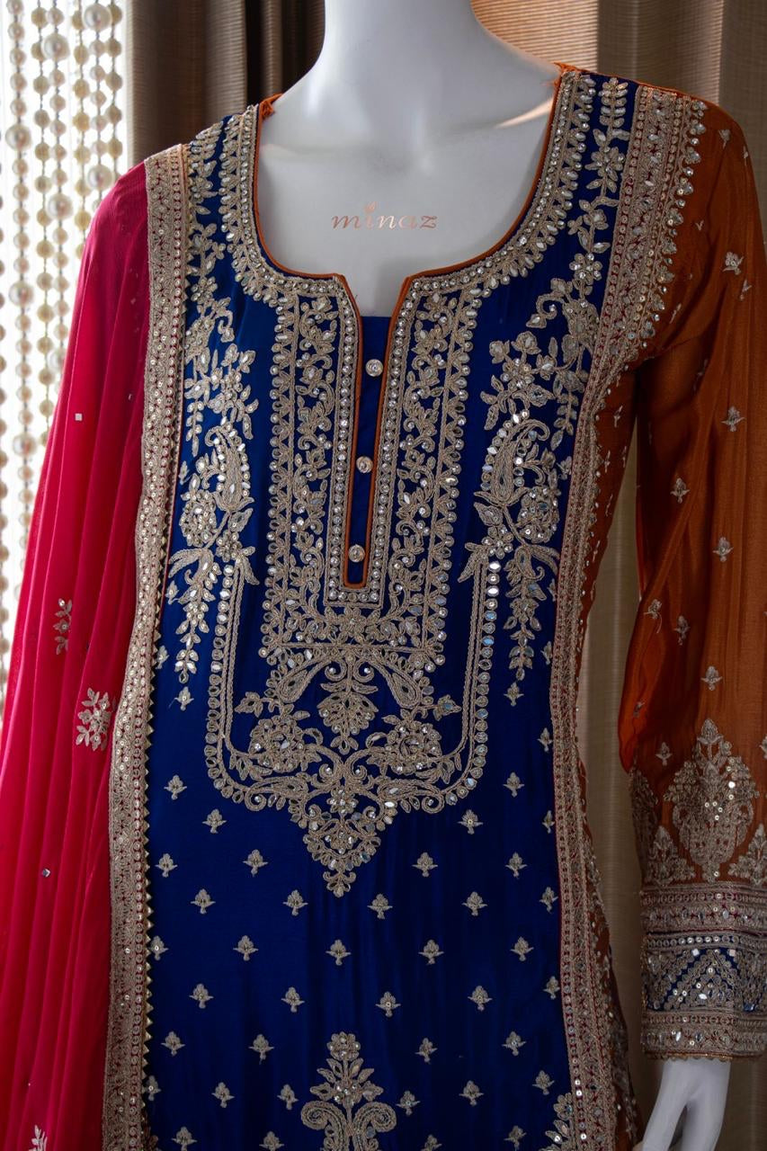 Pujo inspired sharara gharara dress - Saffronfashionindia