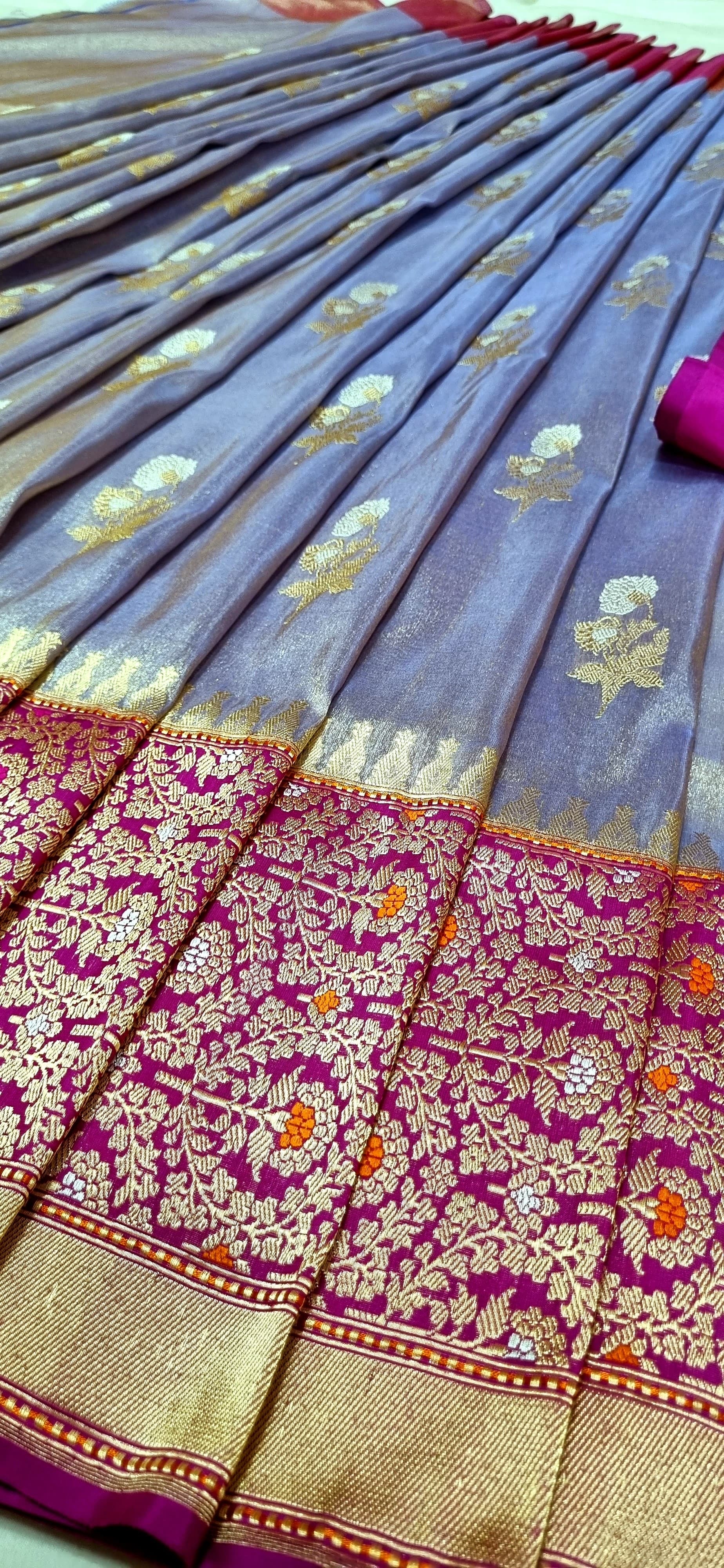 Ramzaan inspired pure banarsi handwoven tissue kadwa saree - Saffronfashionindia