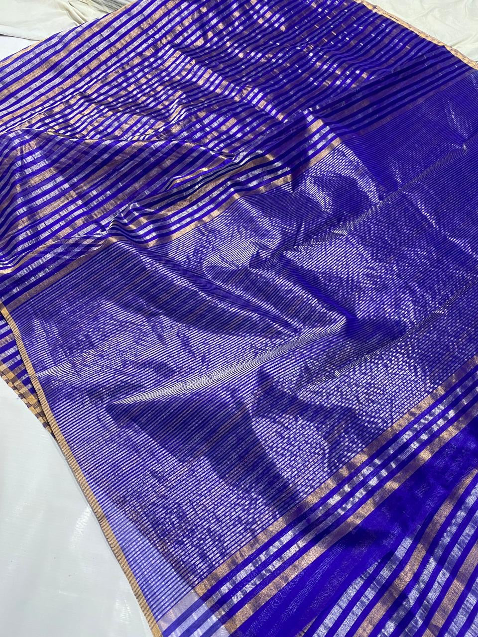 Royal Blue Chanderi saree Indian sarees - Saffronfashionindia
