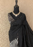 Black beauty saree sequins embroidery sarees blouse