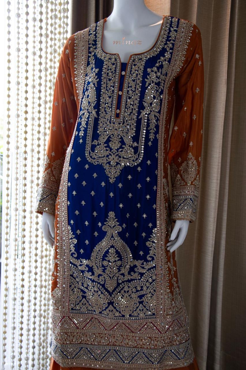 Pujo inspired sharara gharara dress - Saffronfashionindia