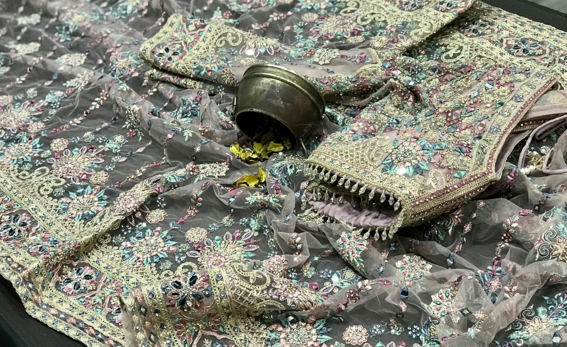 Designer embroidered saree net saree Partywear sari blouse Saffronfashionindia