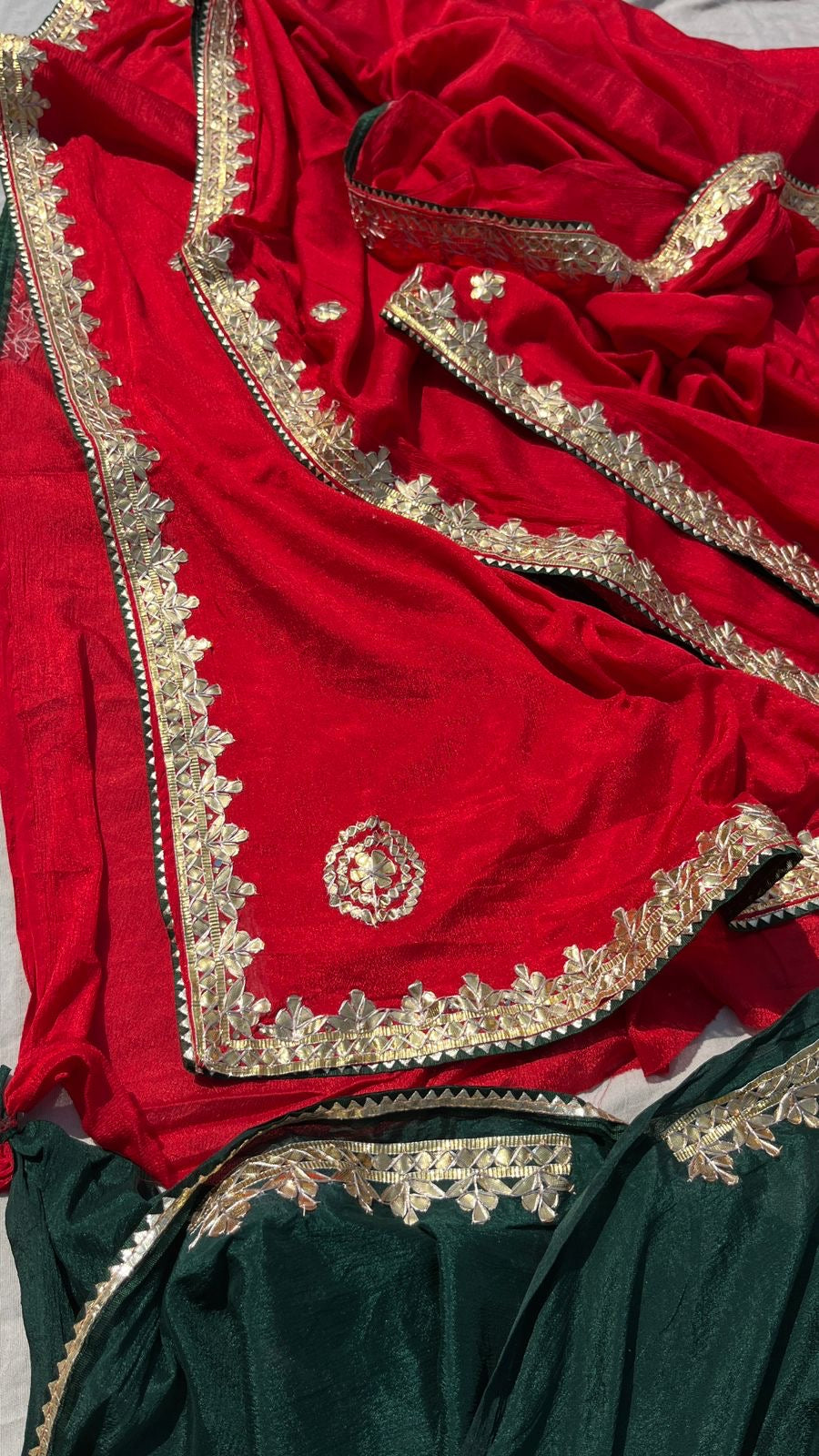 Ramjini chinon crepe Saree Gottapatti sarees - Saffronfashionindia