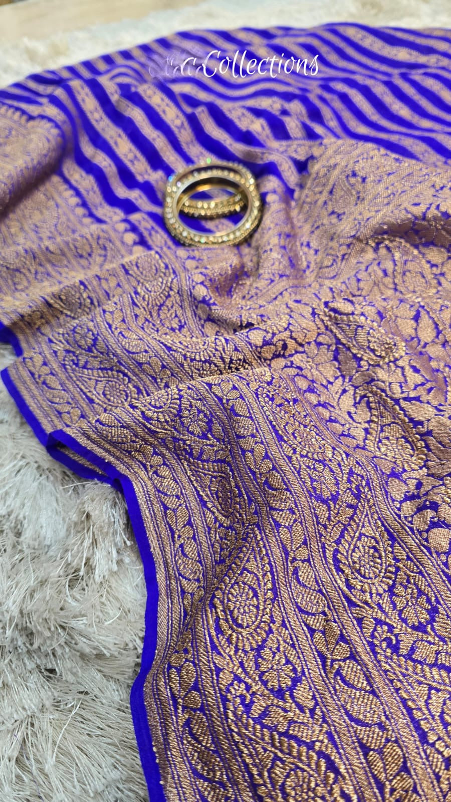 Blue Khaddi georgette saree Indian sarees blouse SaffronFashion