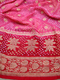 Strawberry peachy dual shades Khaddi Gorgette saree